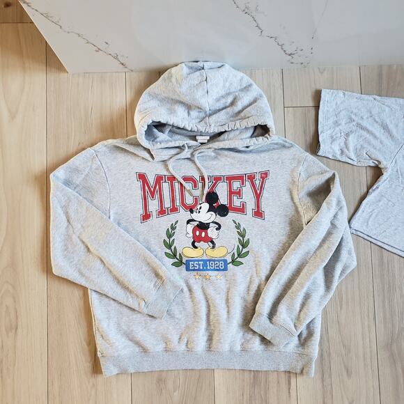 Disney Mickey Hoodie Crop Top Tee Set Womens XS S H&M Disney Brand - Picture 3 of 12